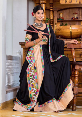 Picture of Comely Rayon Black Lehenga Choli