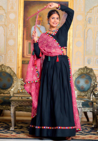 Picture of Comely Rayon Black Lehenga Choli