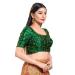 Picture of Magnificent Net & Silk Dark Green Designer Blouse