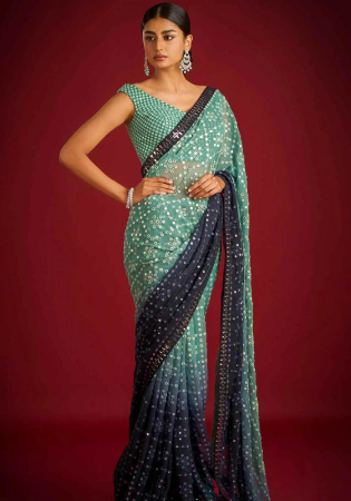 Picture of Fine Georgette Cadet Blue Saree