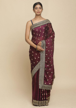 Picture of Splendid Crepe & Silk Dark Olive Green Saree