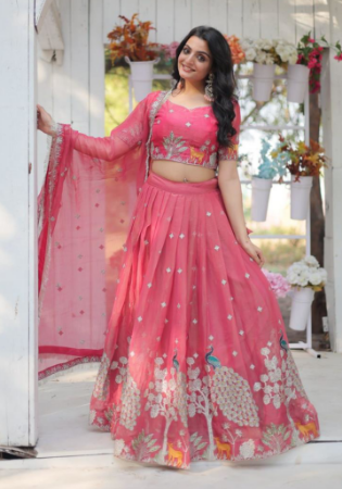 Picture of Pleasing Chiffon Pale Violet Red Lehenga Choli