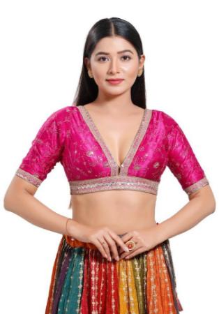 Picture of Excellent Net & Silk Hot Pink Designer Blouse