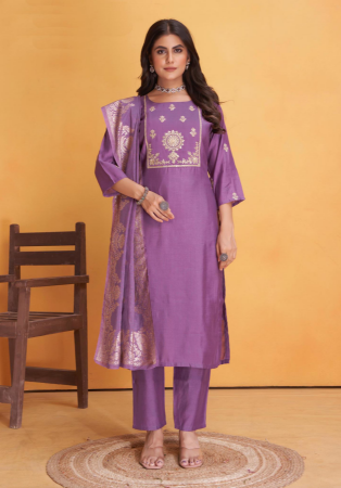 Picture of Shapely Silk Rosy Brown Readymade Salwar Kameez