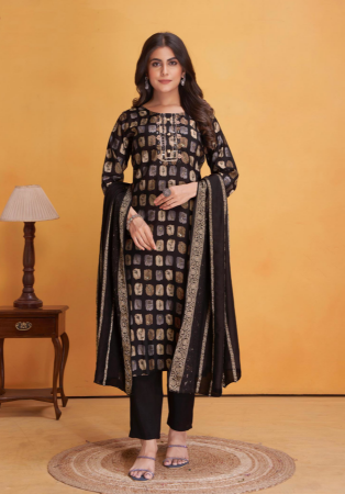 Picture of Appealing Silk Black Readymade Salwar Kameez