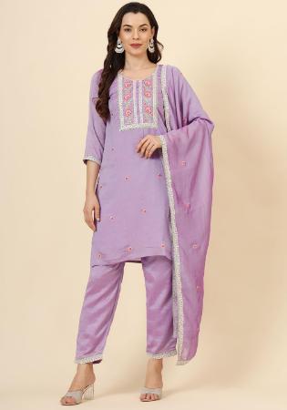 Picture of Well Formed Silk Plum Readymade Salwar Kameez