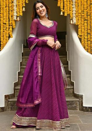 Picture of Excellent Georgette Purple Lehenga Choli