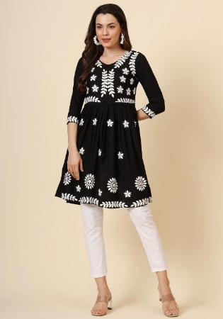 Picture of Alluring Rayon Black Kurtis & Tunic