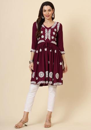 Picture of Fascinating Rayon Saddle Brown Kurtis & Tunic