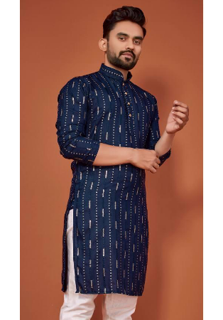 Picture of Stunning Cotton Midnight Blue Kurtas