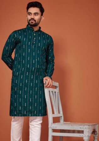 Picture of Enticing Cotton Dark Green Kurtas