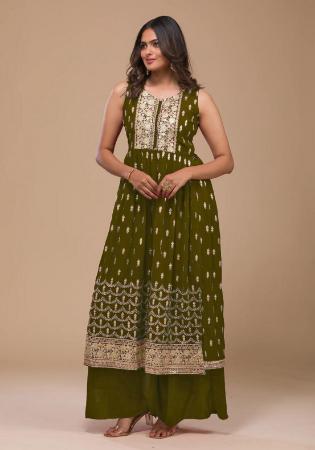 Picture of Admirable Georgette Green Straight Cut Salwar Kameez