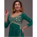 Picture of Georgette Dark Green Straight Cut Salwar Kameez