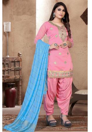 Picture of Chiffon Light Coral Straight Cut Salwar Kameez