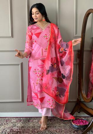 Picture of Ravishing Chiffon Hot Pink Readymade Salwar Kameez