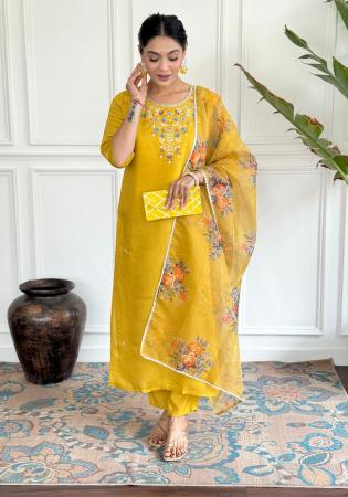 Picture of Appealing Chiffon Golden Rod Readymade Salwar Kameez