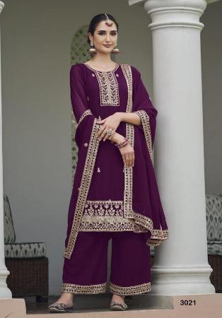 Picture of Georgette Dark Blue Straight Cut Salwar Kameez