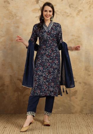 Picture of Pleasing Chiffon Navy Blue Readymade Salwar Kameez