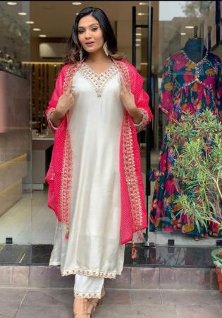 Picture of Amazing Chiffon Off White Readymade Salwar Kameez