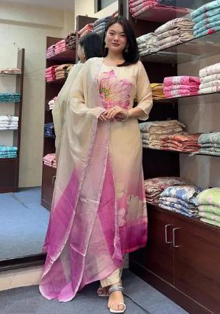 Picture of Pleasing Chiffon Tan Readymade Salwar Kameez