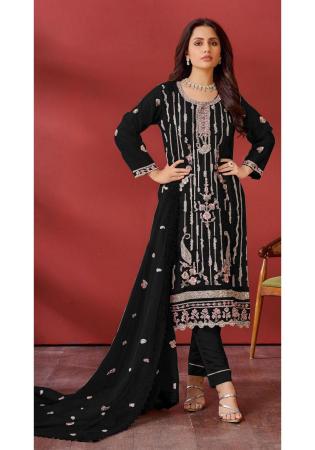 Picture of Sightly Georgette Black Straight Cut Salwar Kameez