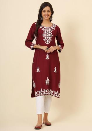 Picture of Beauteous Rayon Maroon Kurtis & Tunic