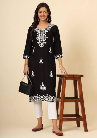 Picture of Stunning Rayon Black Kurtis & Tunic