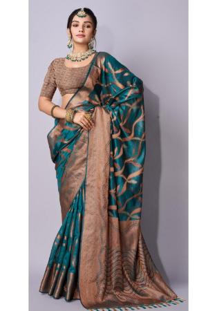 Picture of Nice Organza Teal Saree