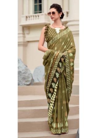 Picture of Appealing Silk Dark Olive Green Saree