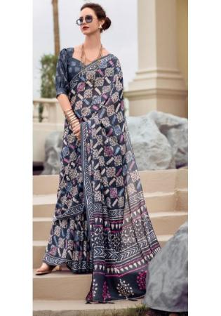 Picture of Wonderful Silk Dark Slate Grey Saree