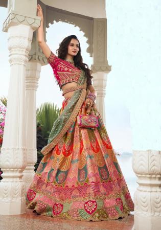 Picture of Comely Silk Indian Red Lehenga Choli