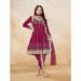 Picture of Net & Silk Dark Red Straight Cut Salwar Kameez