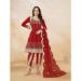 Picture of Net & Silk Fire Brick Straight Cut Salwar Kameez