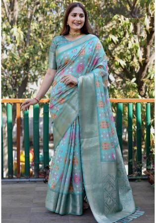 Picture of Beautiful Silk Light Blue Saree