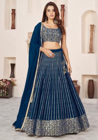 Picture of Gorgeous Georgette Navy Blue Lehenga Choli