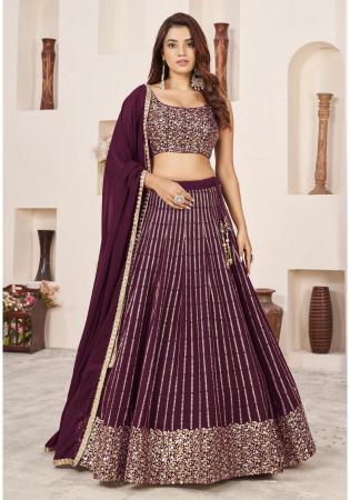 Picture of Fascinating Georgette Brown Lehenga Choli