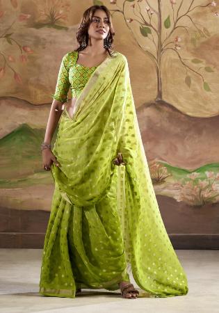 Picture of Taking Georgette Yellow Green Saree