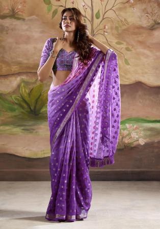 Picture of Good Looking Georgette Medium Purple Saree