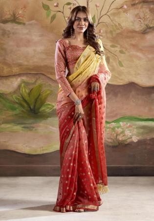 Picture of Appealing Georgette Fire Brick Saree