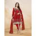 Picture of Excellent Silk Fire Brick Straight Cut Salwar Kameez