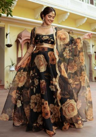 Picture of Sublime Silk & Organza Black Lehenga Choli