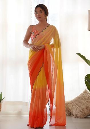 Picture of Resplendent Georgette Chocolate Saree