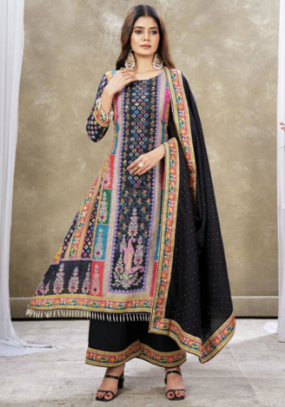 Picture of Exquisite Cotton Black Readymade Salwar Kameez