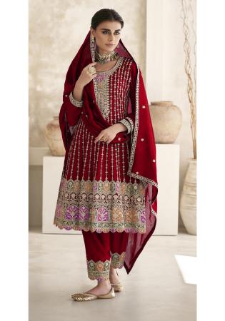 Picture of Bewitching Chiffon Maroon Anarkali Salwar Kameez