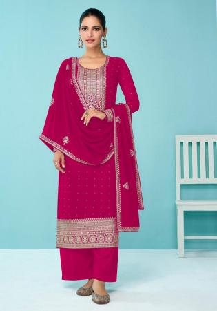 Picture of Statuesque Georgette Pink Straight Cut Salwar Kameez