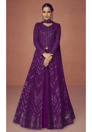 Picture of Beauteous Georgette Purple Anarkali Salwar Kameez