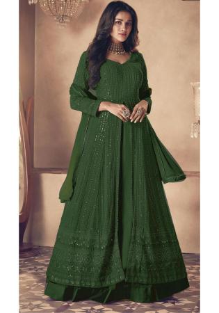 Picture of Georgette Forest Green Anarkali Salwar Kameez