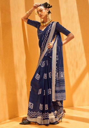 Picture of Alluring Georgette Navy Blue Saree