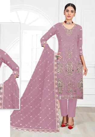 Picture of Georgette Rosy Brown Straight Cut Salwar Kameez