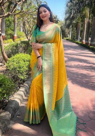 Picture of Graceful Silk Dark Golden Rod Saree